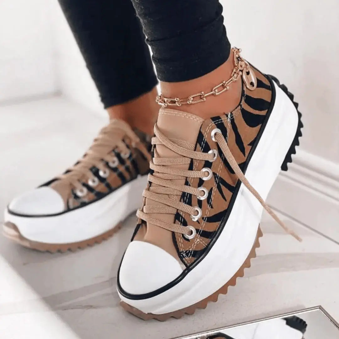 Women’s Platform Trainers with Chunky Sole and Lace-Up Design