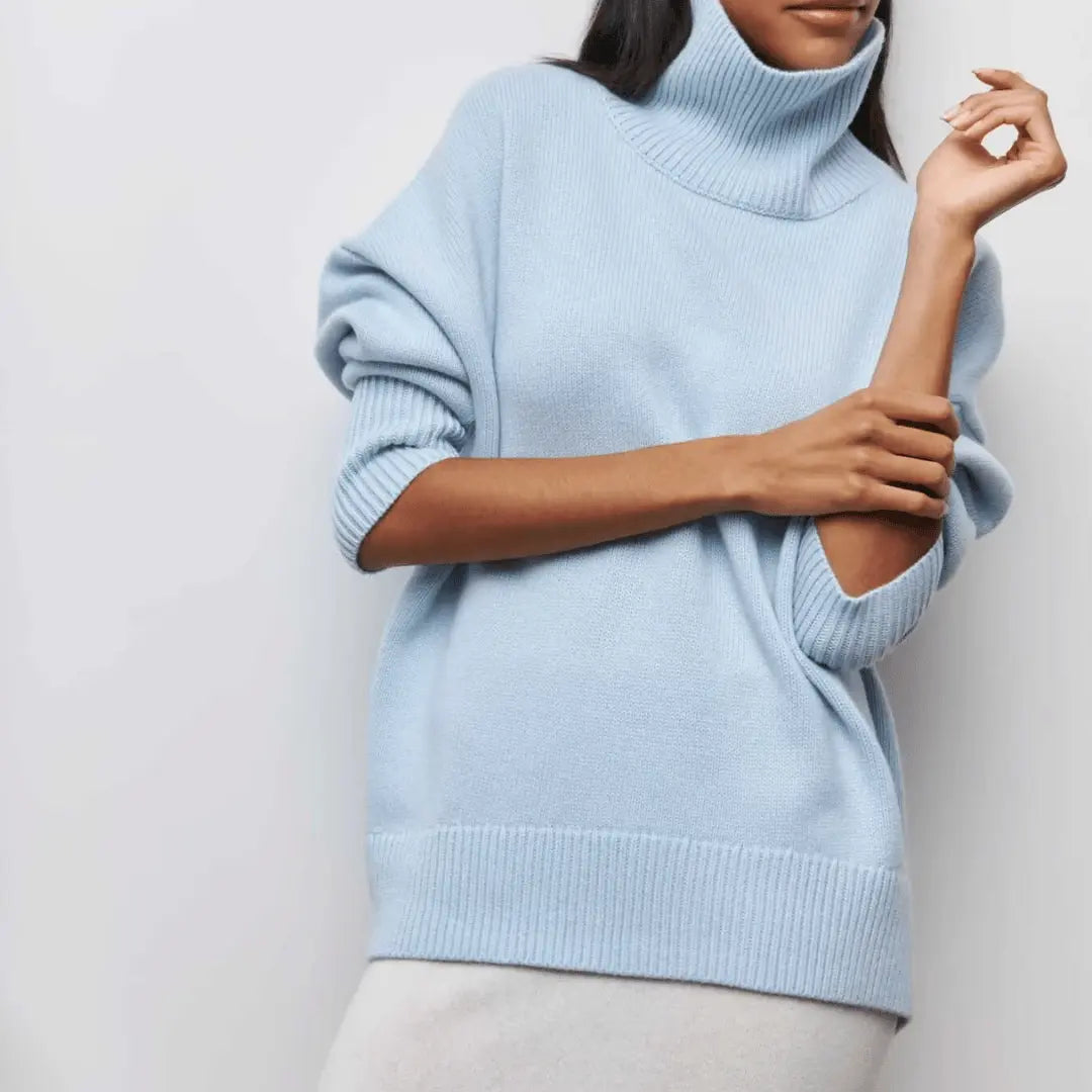 Women’s Oversized Turtleneck Jumper – Soft Warm Winter Knit