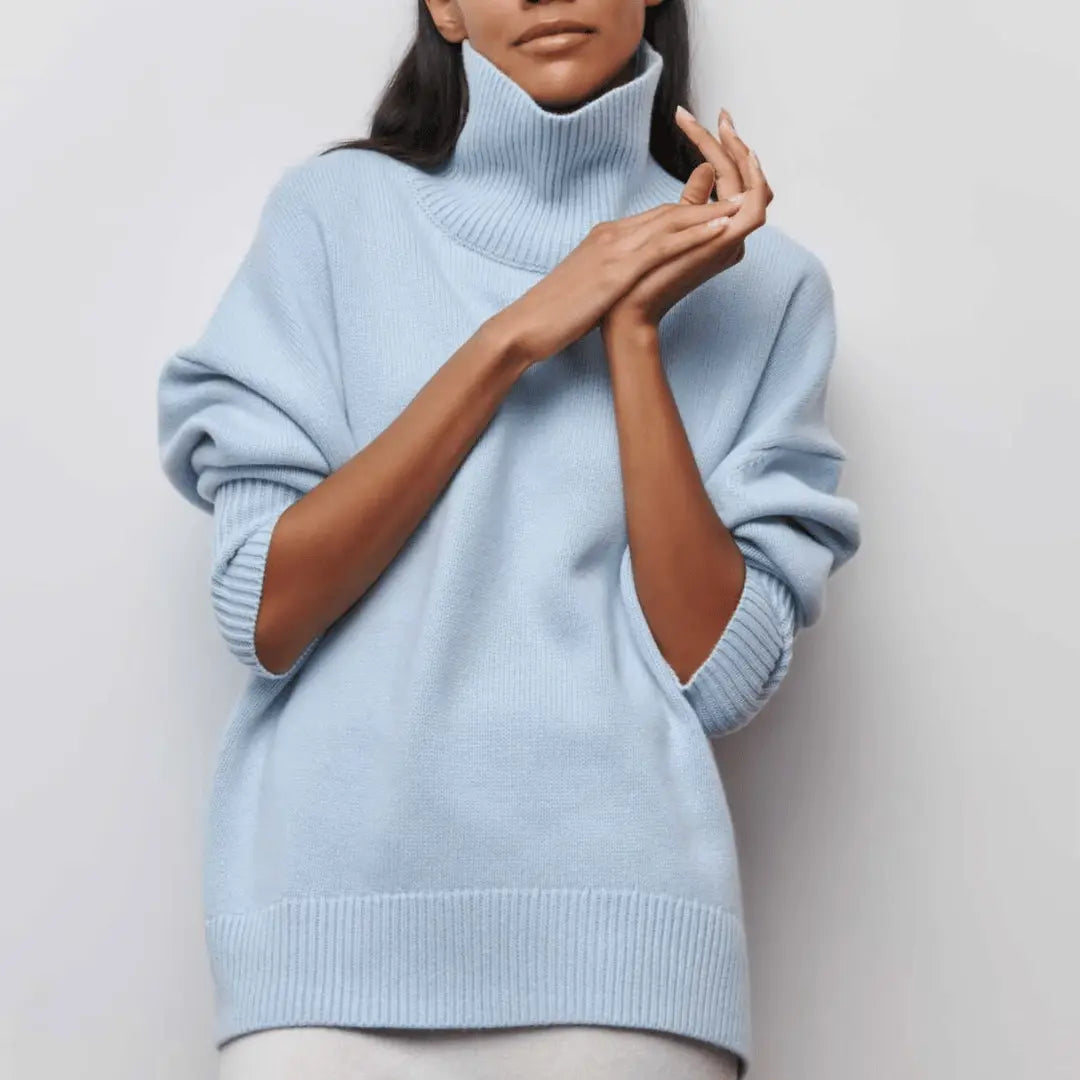 Women’s Oversized Turtleneck Jumper – Soft Warm Winter Knit