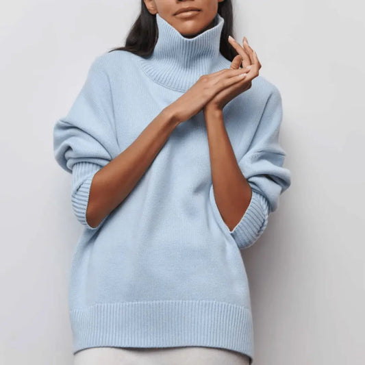 Women’s Oversized Turtleneck Jumper – Soft Warm Winter Knit