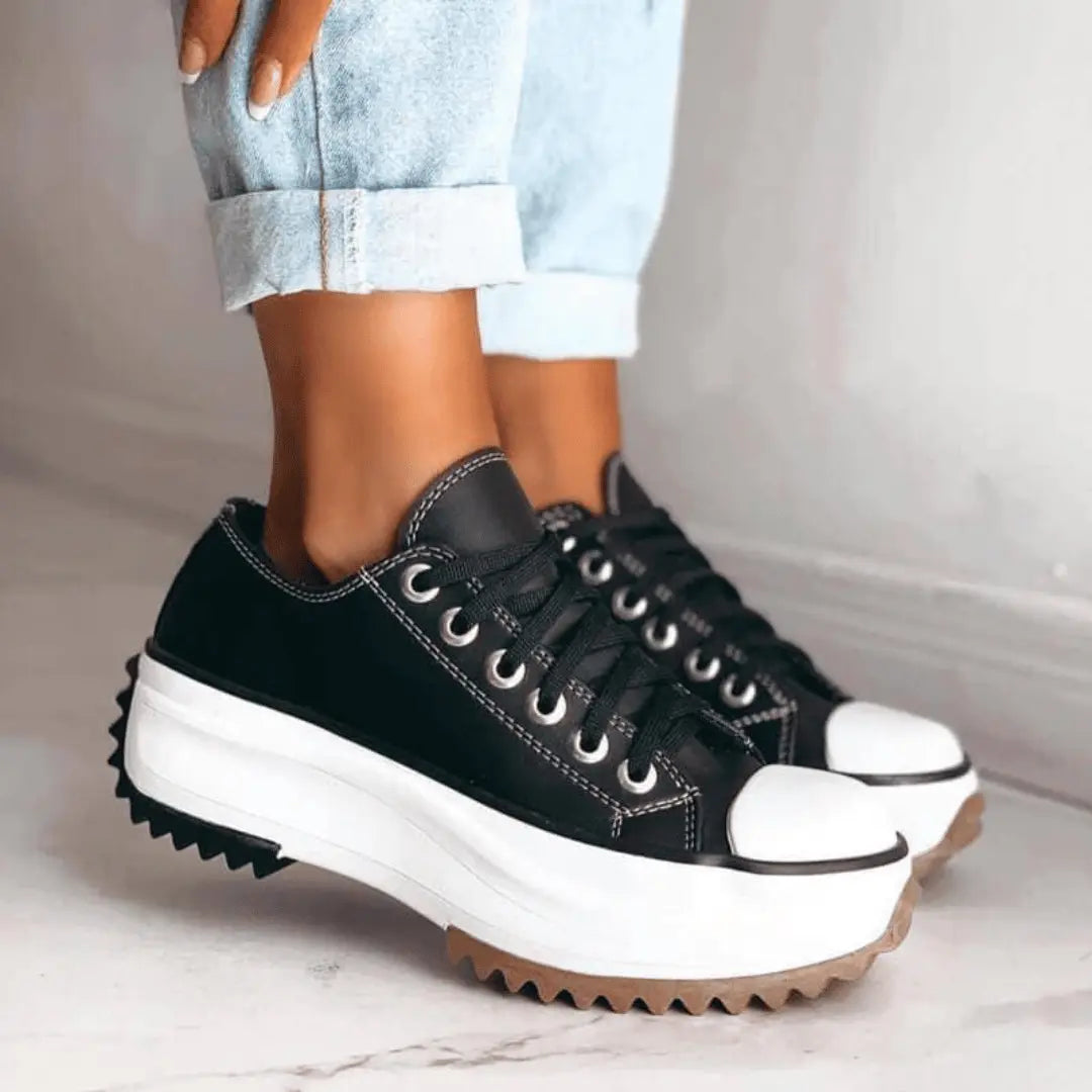 Women’s Platform Trainers with Chunky Sole and Lace-Up Design