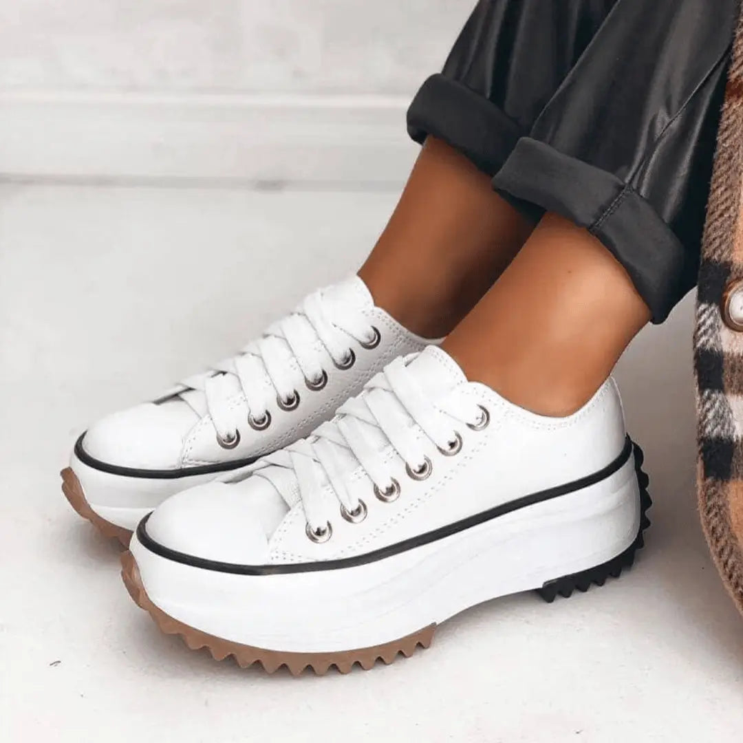 Women’s Platform Trainers with Chunky Sole and Lace-Up Design