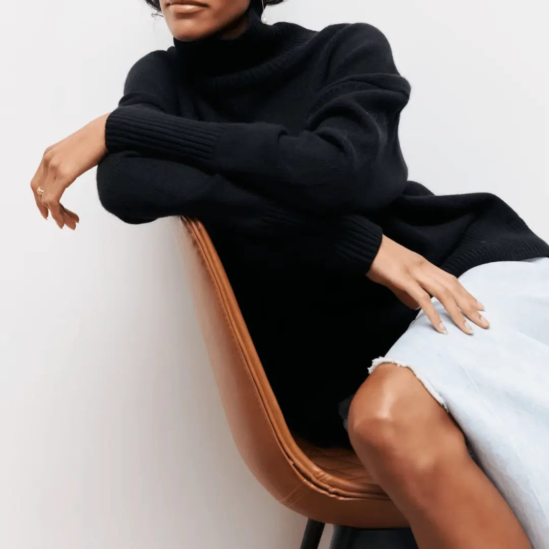 Women’s Oversized Turtleneck Jumper – Soft Warm Winter Knit