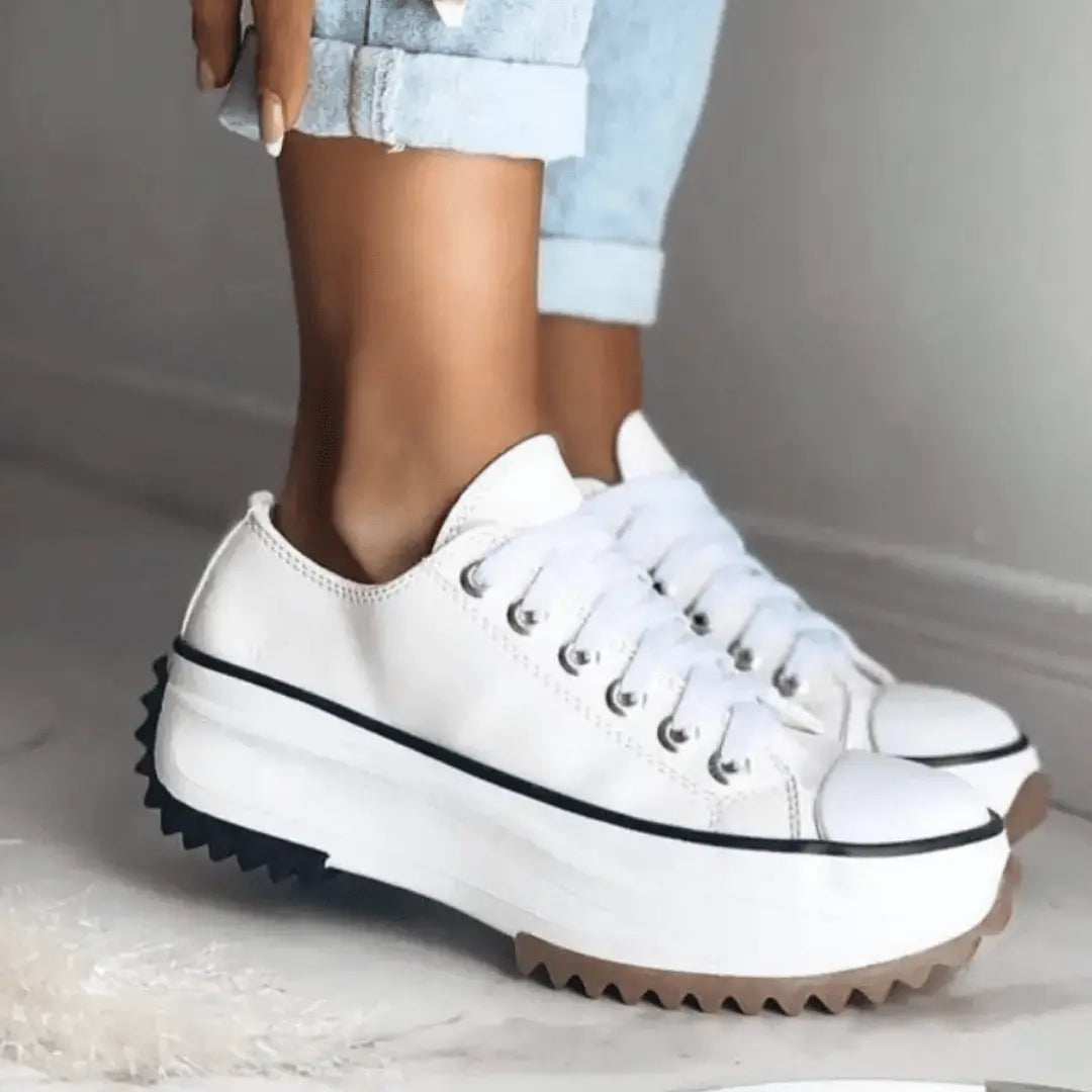 Women’s Platform Trainers with Chunky Sole and Lace-Up Design