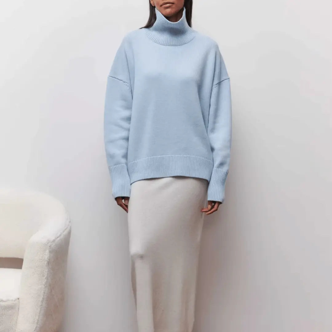 Women’s Oversized Turtleneck Jumper – Soft Warm Winter Knit