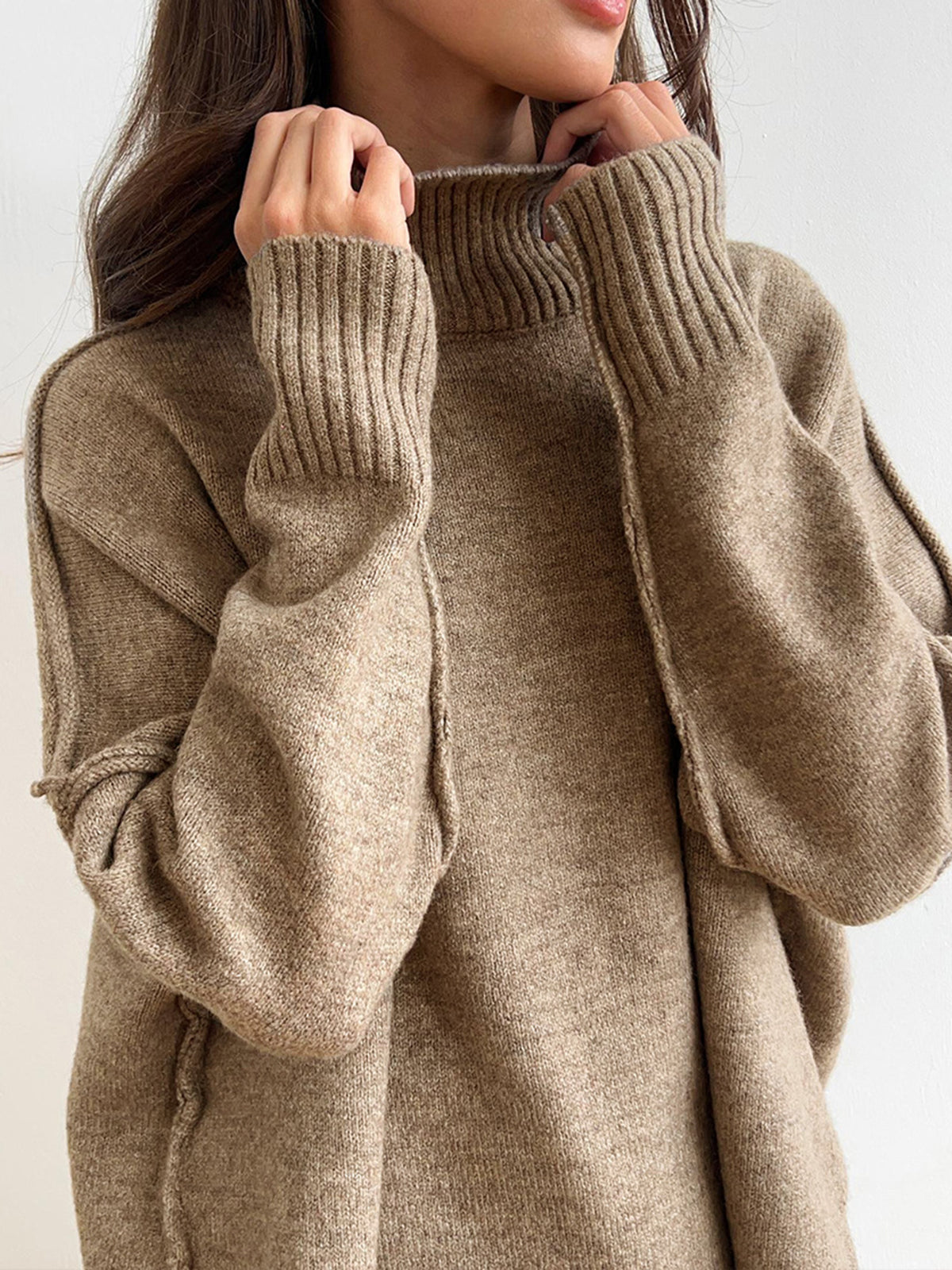 Women's Soft Knit Lounge Set | Oversized Turtleneck Sweater & Wide-Leg Pants | Slouchy Jumper Set Two-Piece Relaxed Fit