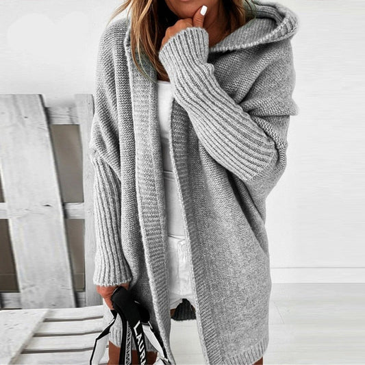 Women’s Oversized Hooded Knit Cardigan – Cosy Longline Layer
