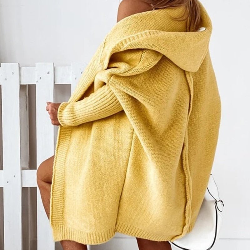 Women’s Oversized Hooded Knit Cardigan – Cosy Longline Layer