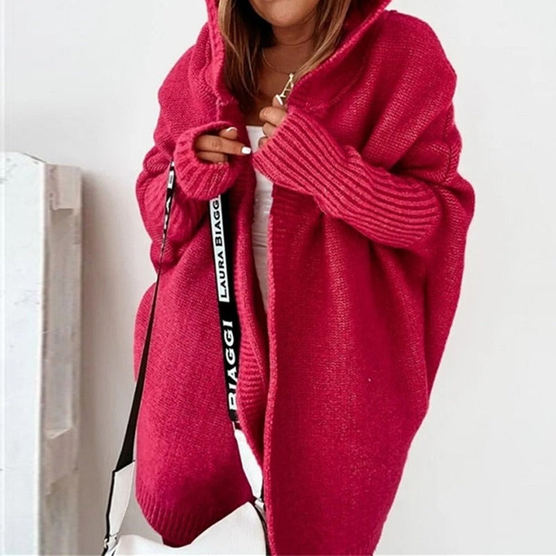 Women’s Oversized Hooded Knit Cardigan – Cosy Longline Layer
