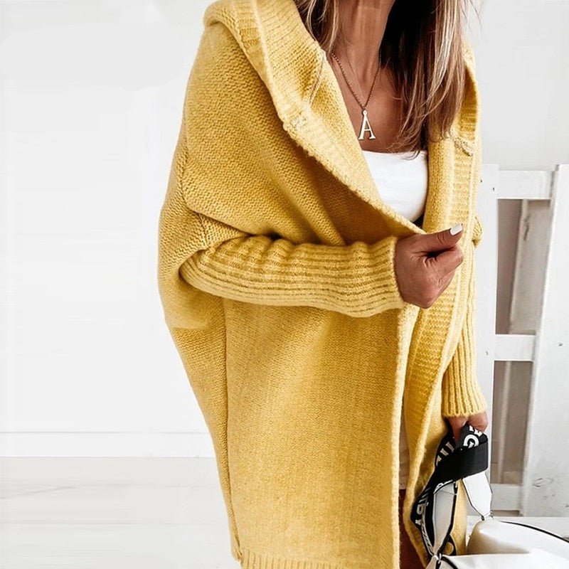 Women’s Oversized Hooded Knit Cardigan – Cosy Longline Layer