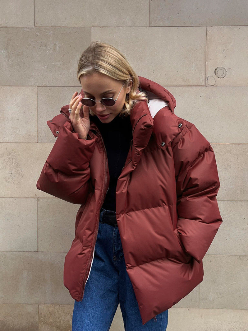 Women’s Oversized Hooded Puffer Jacket – Warm Longline Winter Coat