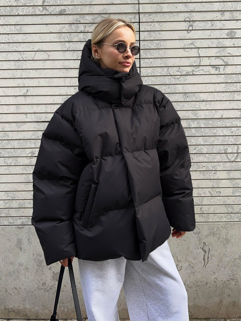 Women’s Oversized Hooded Puffer Jacket – Warm Longline Winter Coat