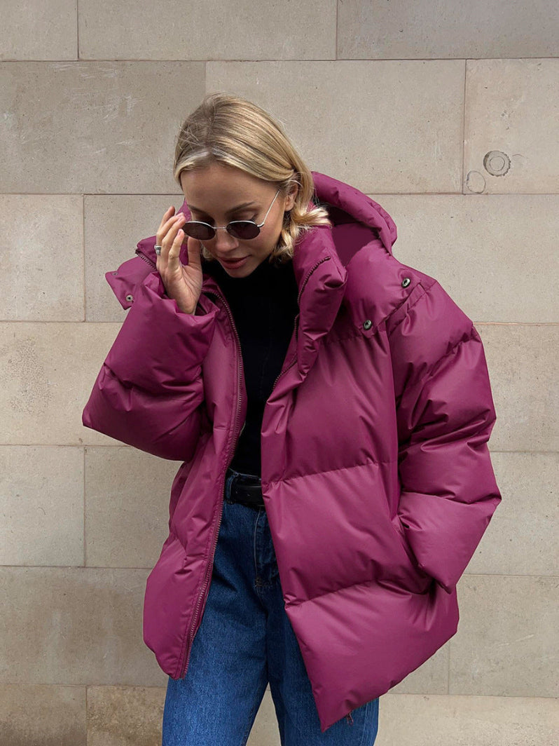 Women’s Oversized Hooded Puffer Jacket – Warm Longline Winter Coat