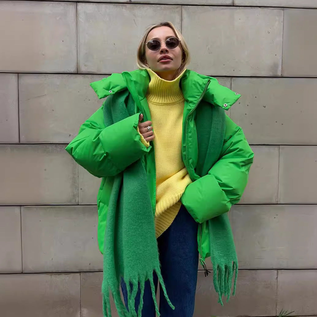 Women’s Oversized Hooded Puffer Jacket – Warm Longline Winter Coat