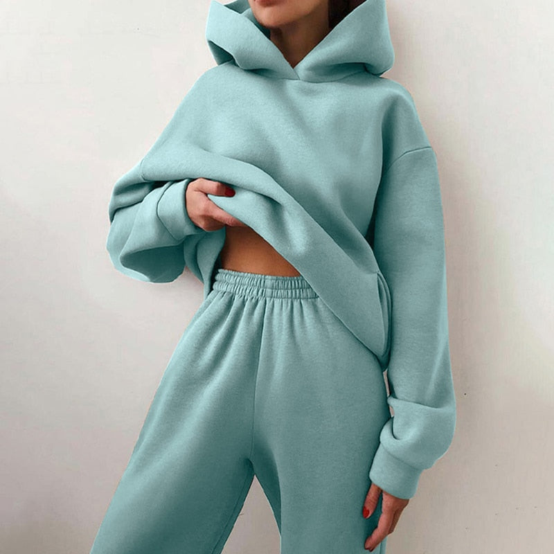 Women’s Jogger & Sweater Lounge Set – Soft Fleece Warm Loungewear