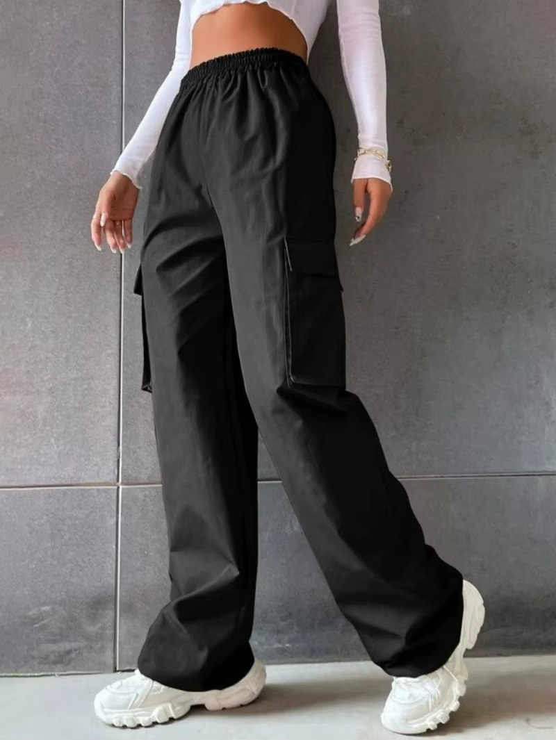 Women’s High Waisted Baggy Cargo Pants - Wide Leg Straight Trousers - Relaxed Fit Casual Streetwear Sweatpants