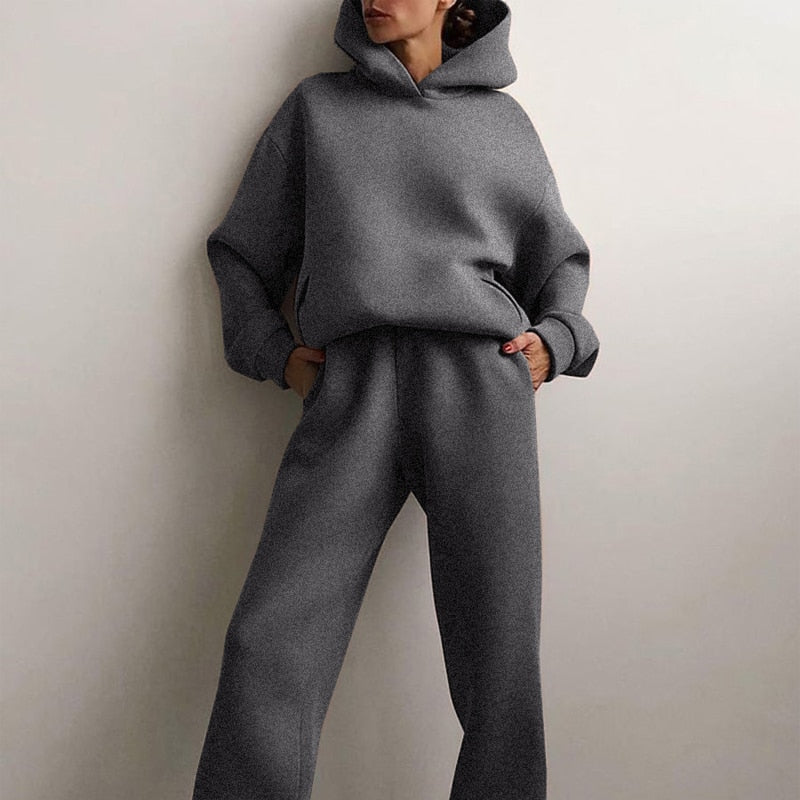 Women’s Jogger & Sweater Lounge Set – Soft Fleece Warm Loungewear