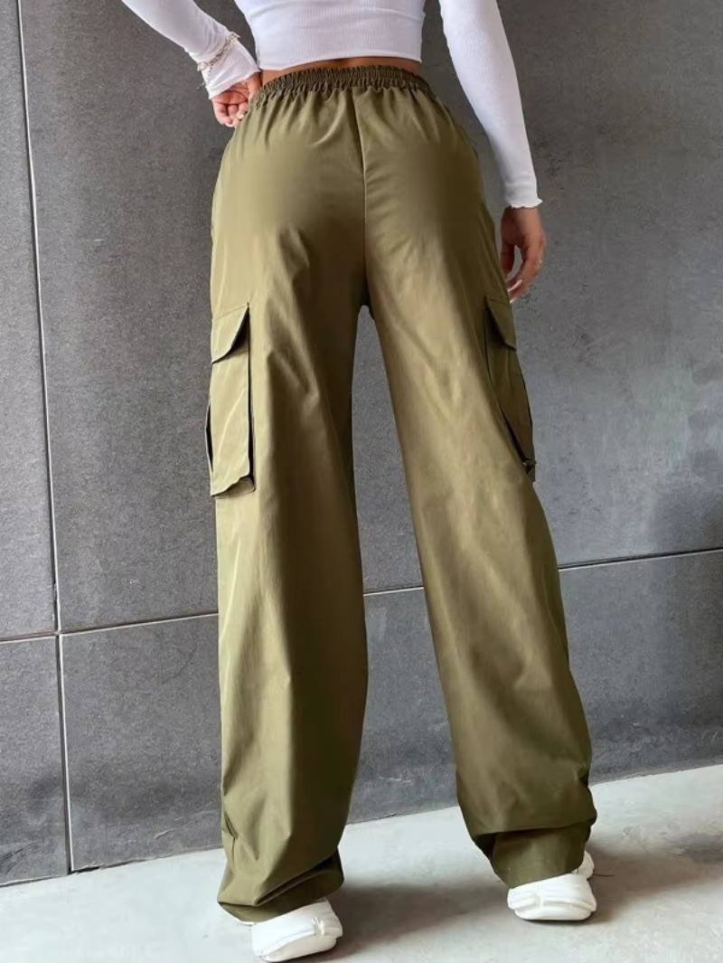 Women’s High Waisted Baggy Cargo Pants - Wide Leg Straight Trousers - Relaxed Fit Casual Streetwear Sweatpants