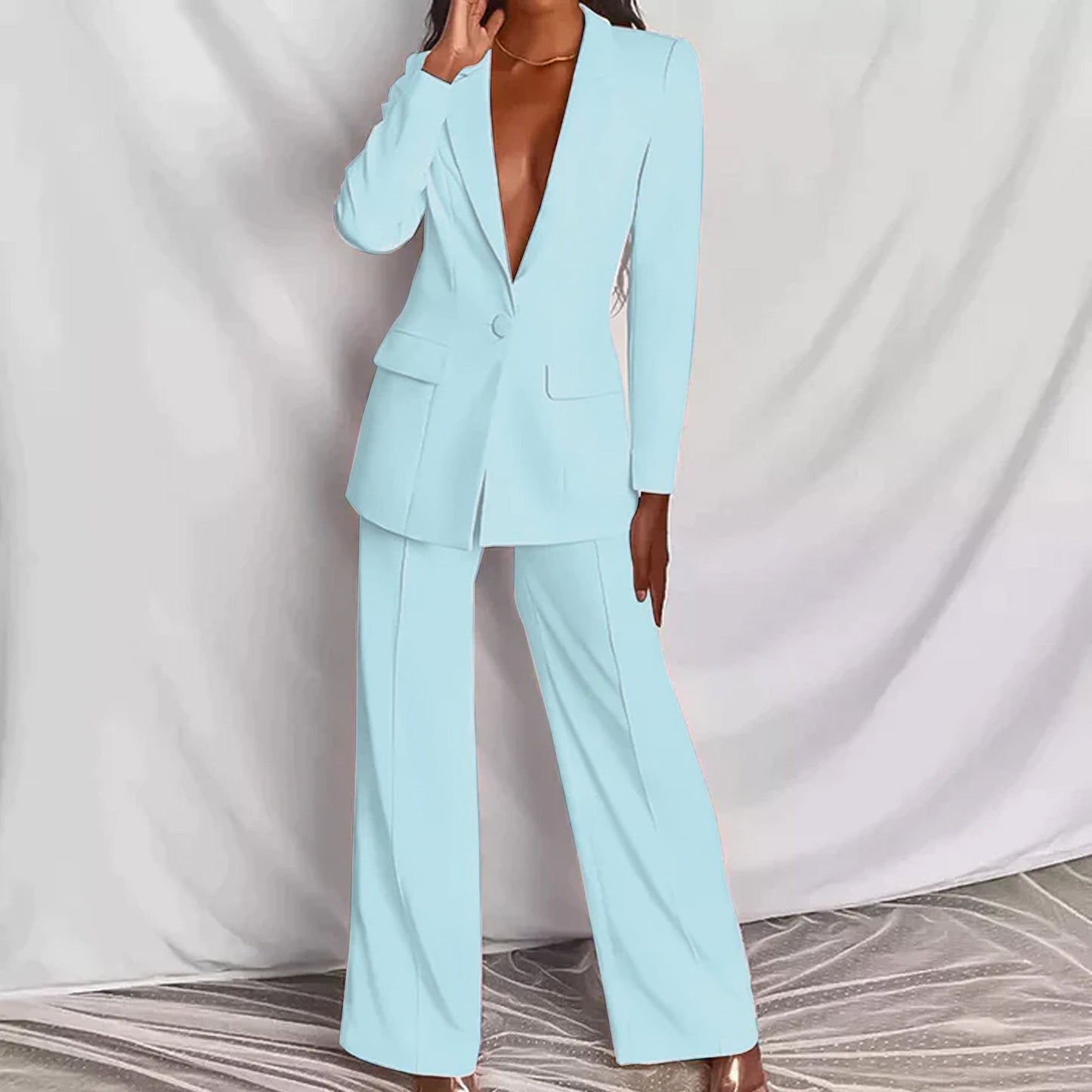 Women’s Tailored Blazer and Wide-Leg Trouser Set