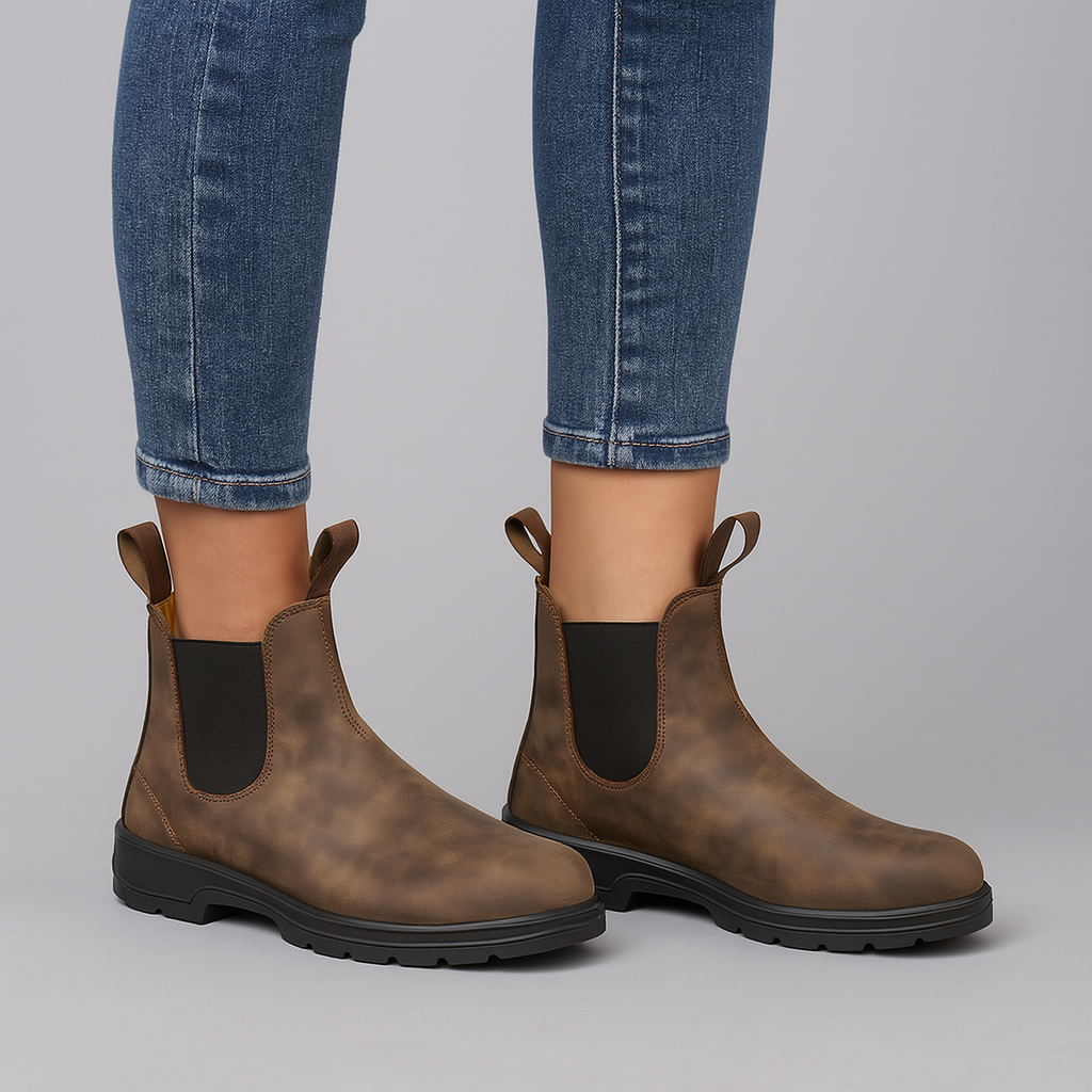 Women’s Chelsea Boots - Classic Slip-On Waterproof Ankle Boots with Elastic Panels