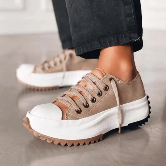 Women’s Platform Trainers with Chunky Sole and Lace-Up Design