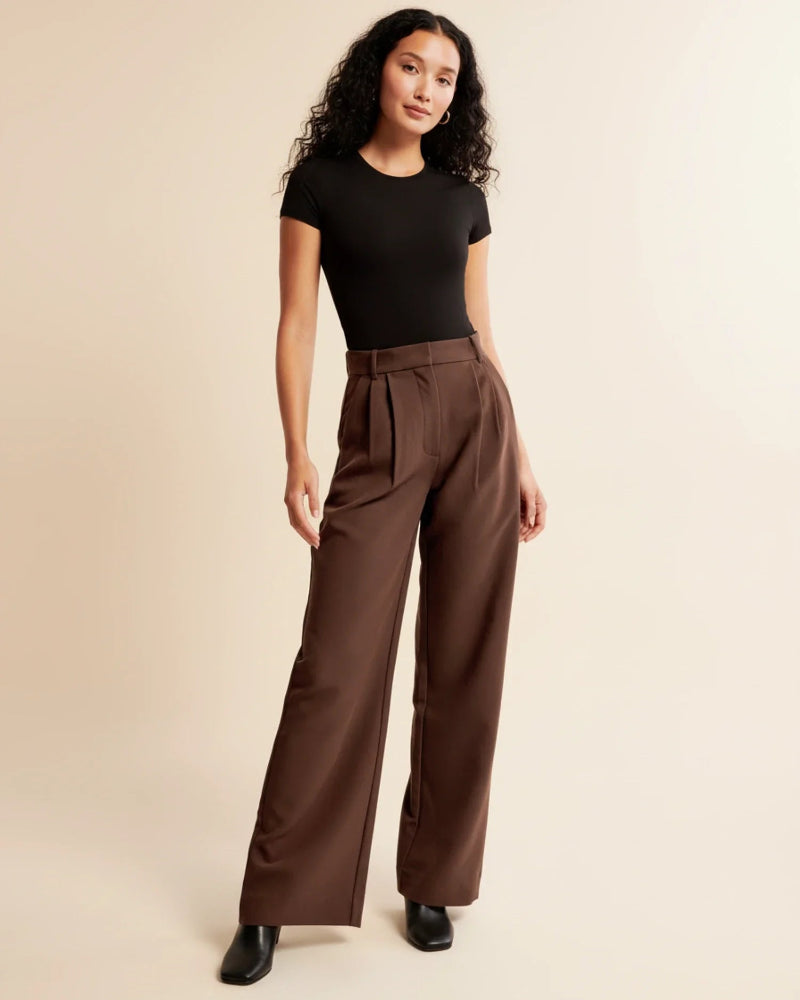Women’s Wide Leg High Waisted Trousers - Tailored Pleated Front Trousers - Spring Transition Workwear & Smart Casual