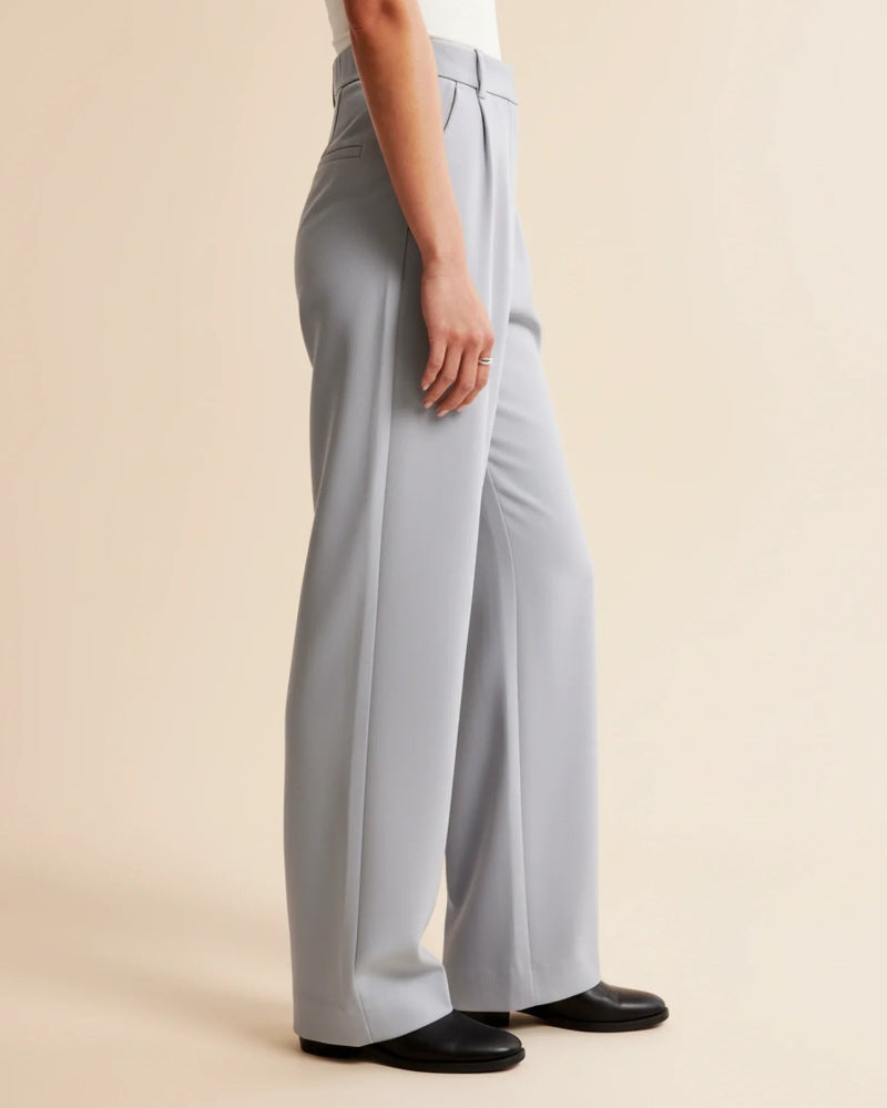 Women’s Wide Leg High Waisted Trousers - Tailored Pleated Front Trousers - Spring Transition Workwear & Smart Casual