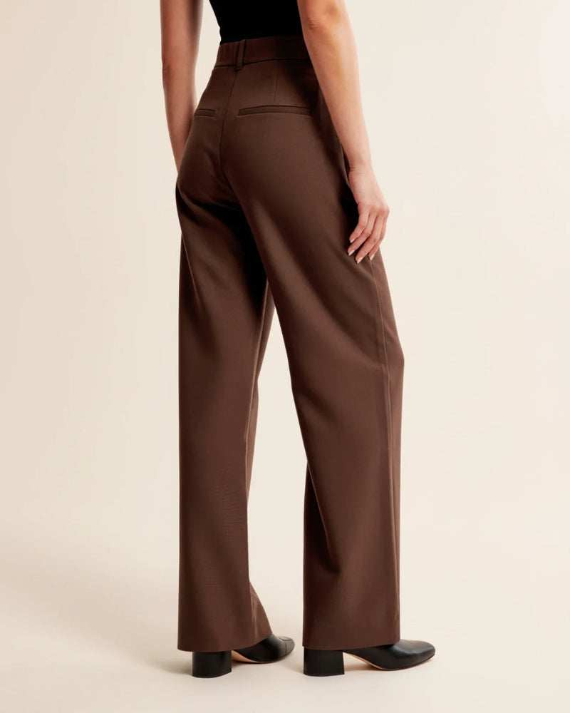 Women’s Wide Leg High Waisted Trousers - Tailored Pleated Front Trousers - Spring Transition Workwear & Smart Casual