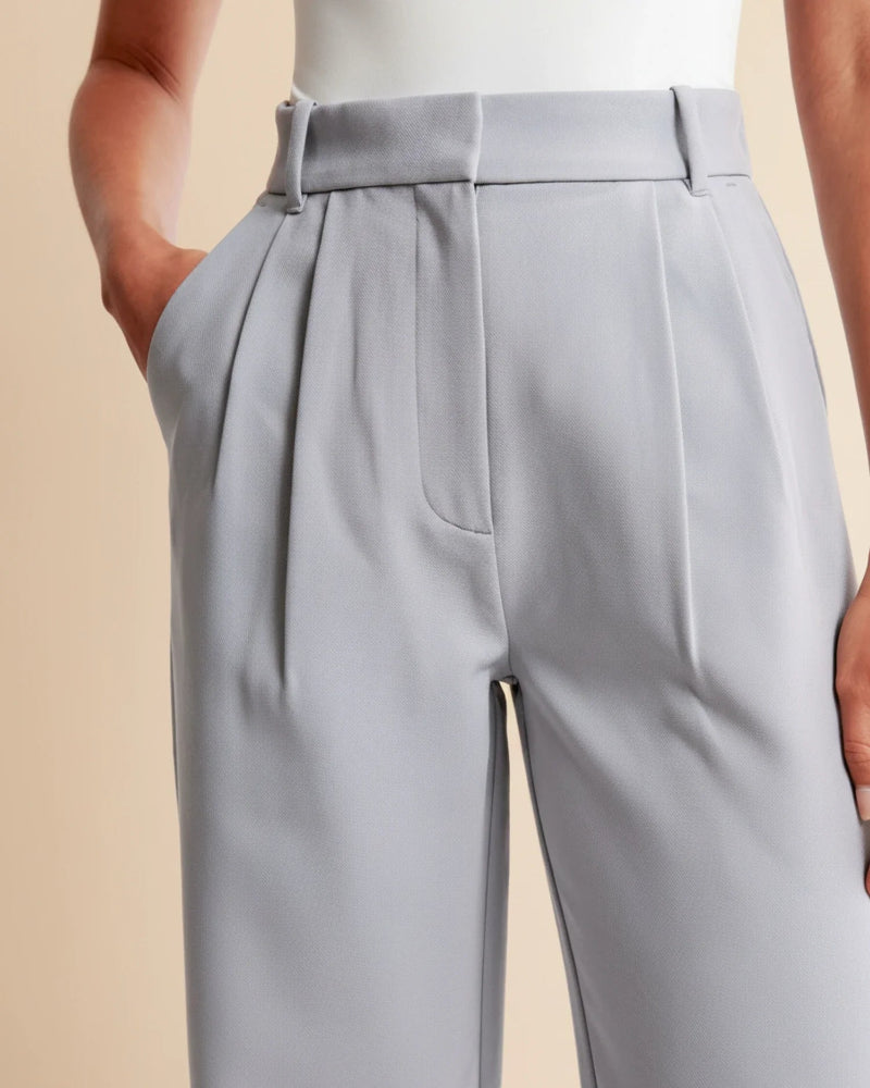 Women’s Wide Leg High Waisted Trousers - Tailored Pleated Front Trousers - Spring Transition Workwear & Smart Casual
