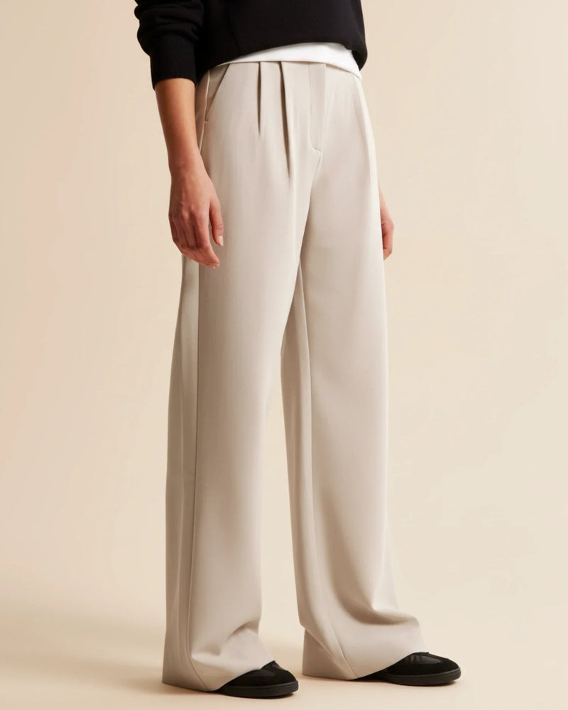 Women’s Wide Leg High Waisted Trousers - Tailored Pleated Front Trousers - Spring Transition Workwear & Smart Casual