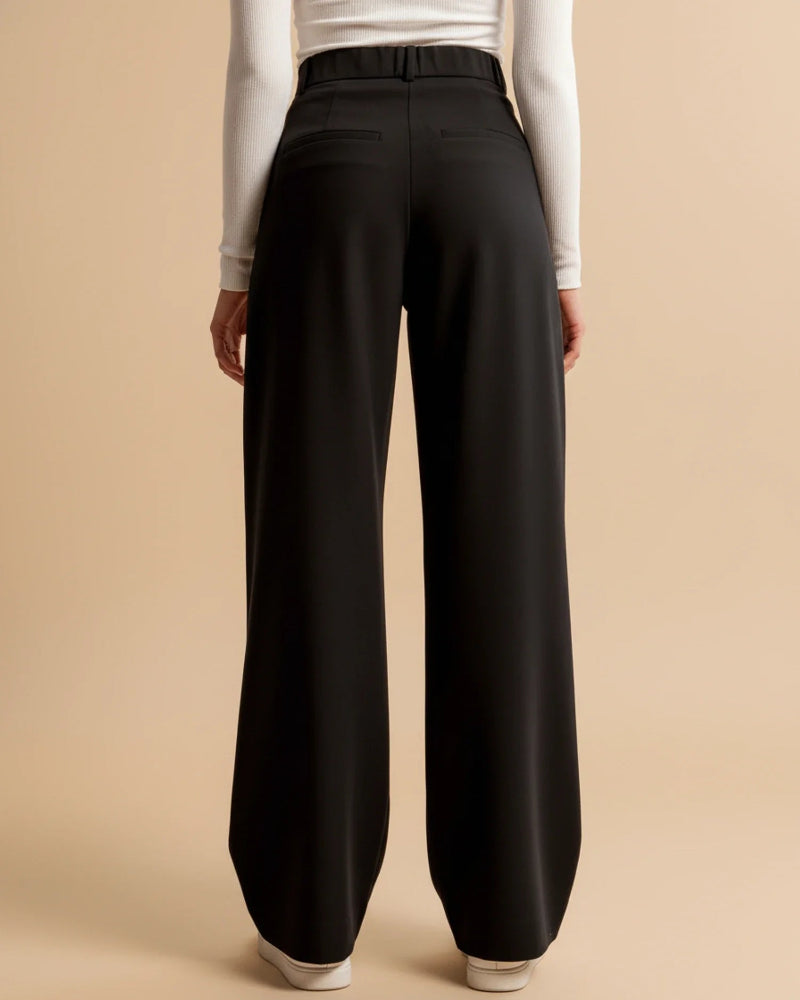 Women’s Wide Leg High Waisted Trousers - Tailored Pleated Front Trousers - Spring Transition Workwear & Smart Casual