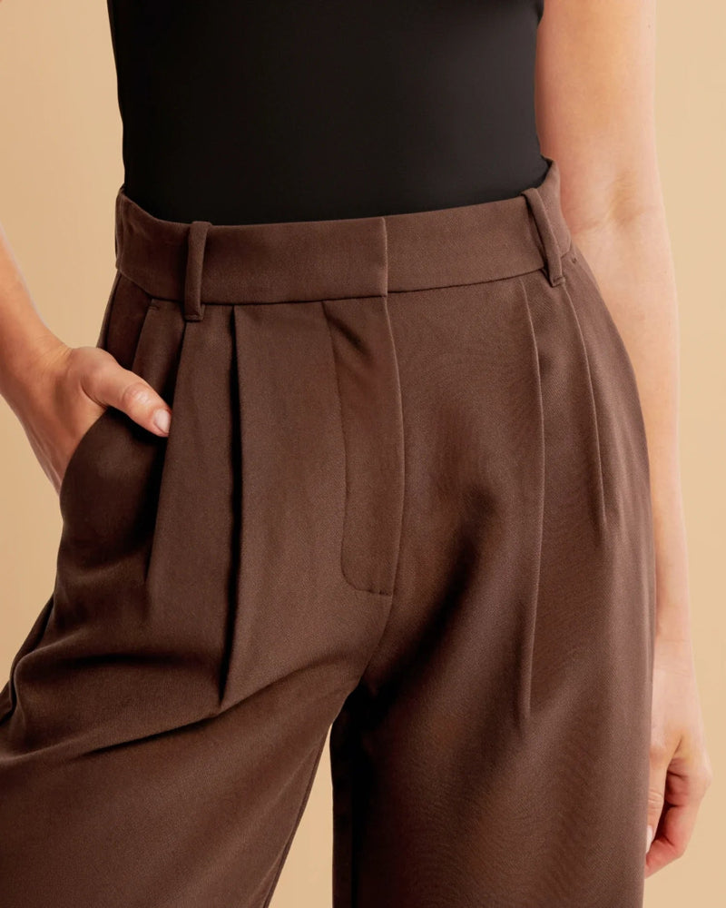 Women’s Wide Leg High Waisted Trousers - Tailored Pleated Front Trousers - Spring Transition Workwear & Smart Casual
